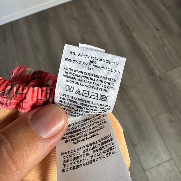 Crewcuts by J.Crew Bow Tie Swimwear Top Girls 10 Pink Red Floral Halter Pullover - Picture 7 of 8